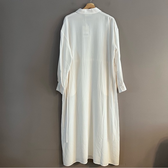 Everlane Long Sleeve Shirt Midi Dress Button Down Drawcord Pockets Lagenlook XL - Picture 2 of 16